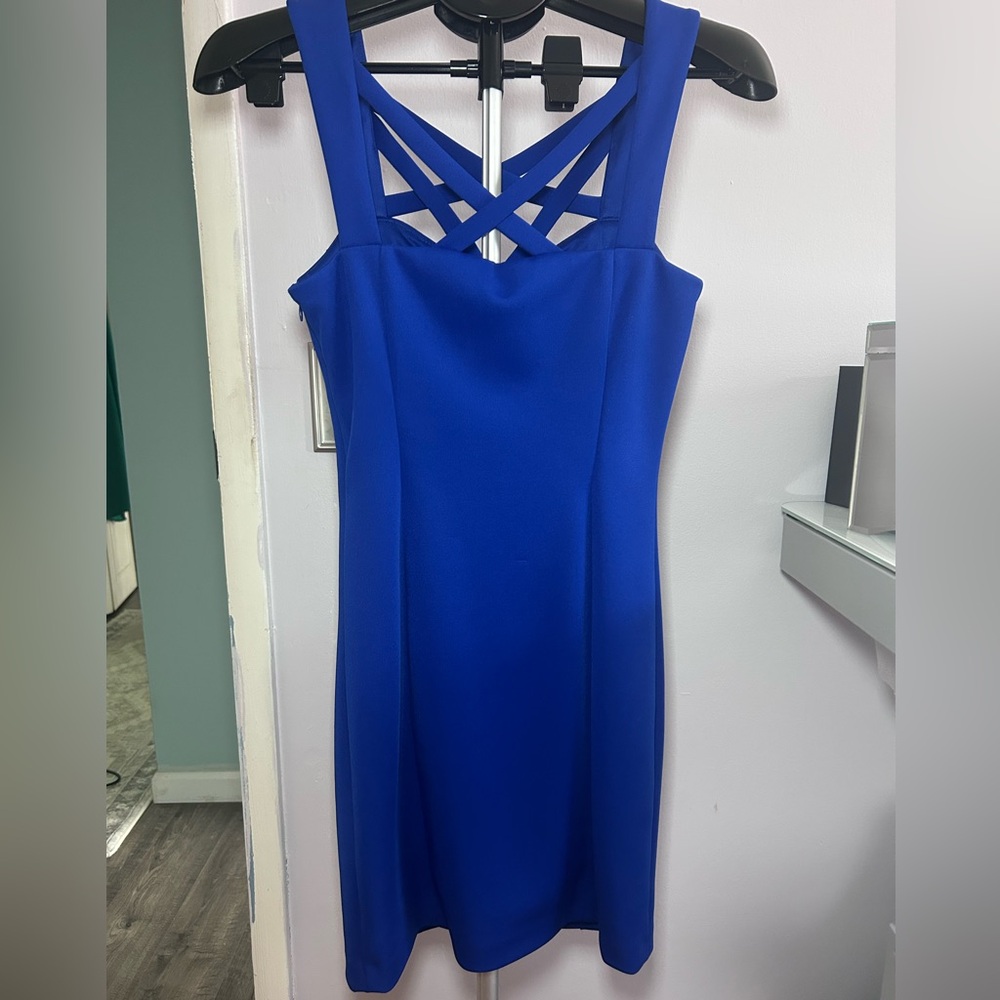 Guess Royal Blue Crisscross Mini Dress